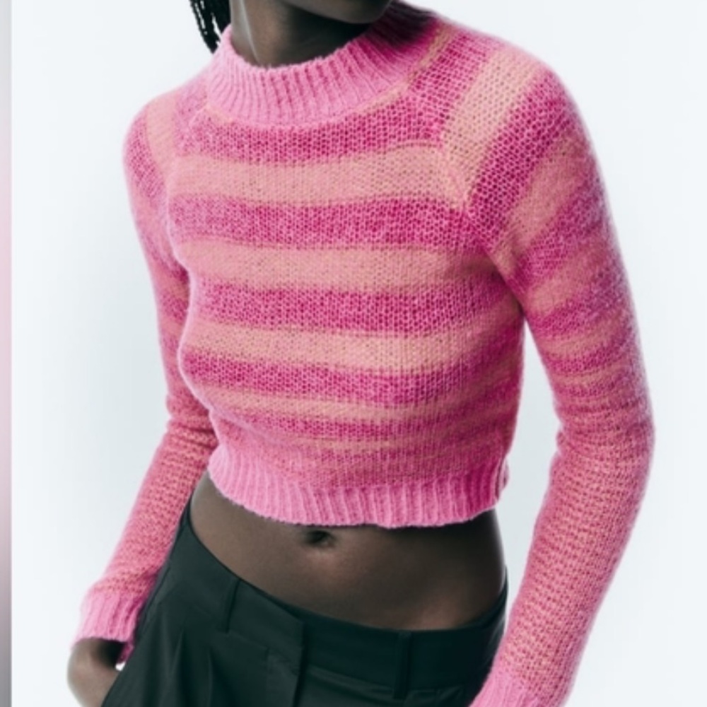 Zara cropped striped sweater
